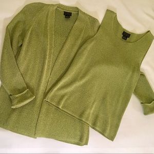 Sigrid Olsen Green Apple Sweater Set, Size S